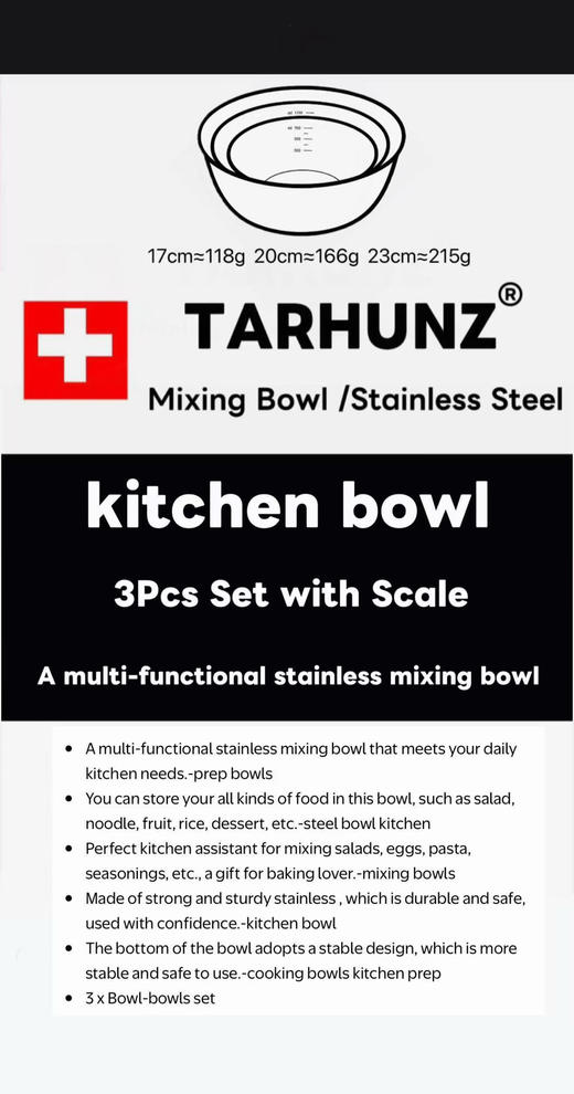 亚马逊19美刀一套三个！加厚款库存600套！
正品原单外贸不锈钢盆 商品图1