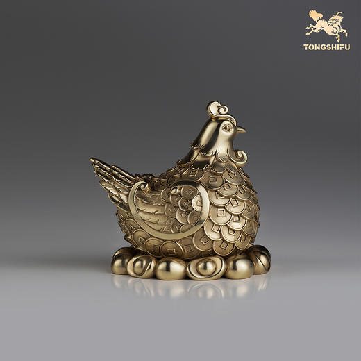 铜师傅《多宝母鸡》《多宝公鸡》生肖鸡铜摆件 新居乔迁开业礼物 商品图2