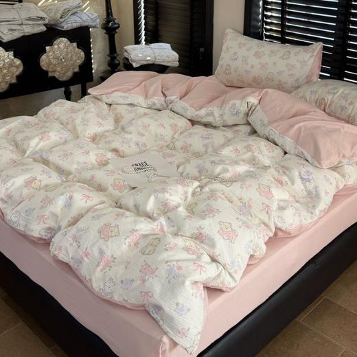 韩国有氧沐纱棉四件套亲肤柔软四季款裸睡双层纱套件 商品图3