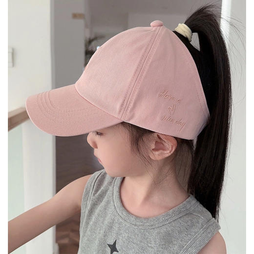 儿童帽子棒球女童可扎高马尾遮阳帽夏季防晒空顶鸭舌帽女宝太阳帽 商品图1