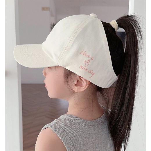 儿童帽子棒球女童可扎高马尾遮阳帽夏季防晒空顶鸭舌帽女宝太阳帽 商品图2