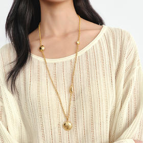 【ZJ】【朱珠同款】伊芙丽金色复古气质百搭长链项链2026新款1H39AL0051