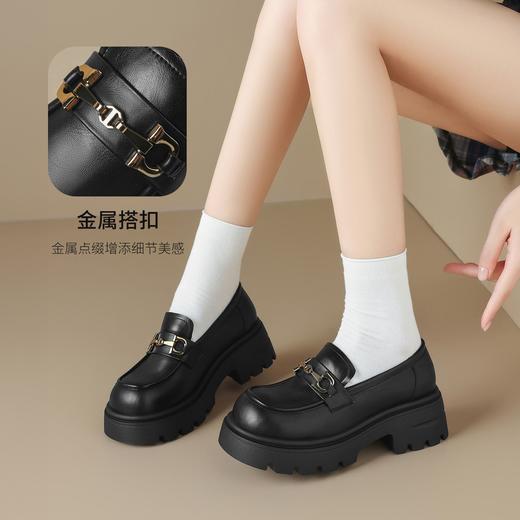ZHR则则厚底增高6cm乐福鞋单鞋女2025新款百搭高跟小皮鞋学院女鞋 商品图1