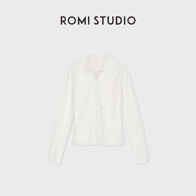 ROMI STUDIO“简约老钱”强捻长绒棉纱挺括翻领开襟上衣RWCSSG7535