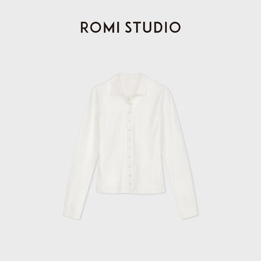 ROMI STUDIO“简约老钱”强捻长绒棉纱挺括翻领开襟上衣RWCSSG7535 商品图0