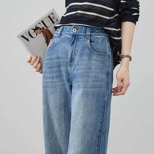 【春新品！九分阔腿裤】逸阳春季新款九分宽松显瘦小个子牛仔裤9160V 商品图4