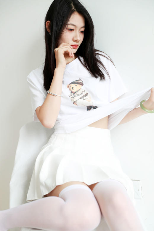 美式卡通tee，松弛感印花半袖儿。本白色复古圆领纯棉t恤E031760 商品图12