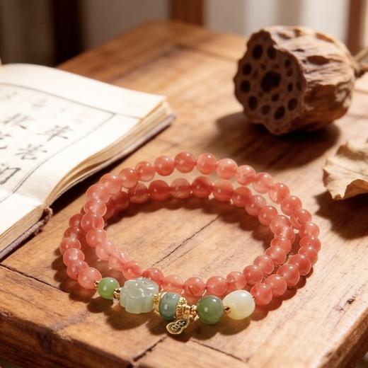 【林栖好物】鸿韵纳福 天然南红和田玉经典国风系手串 商品图4