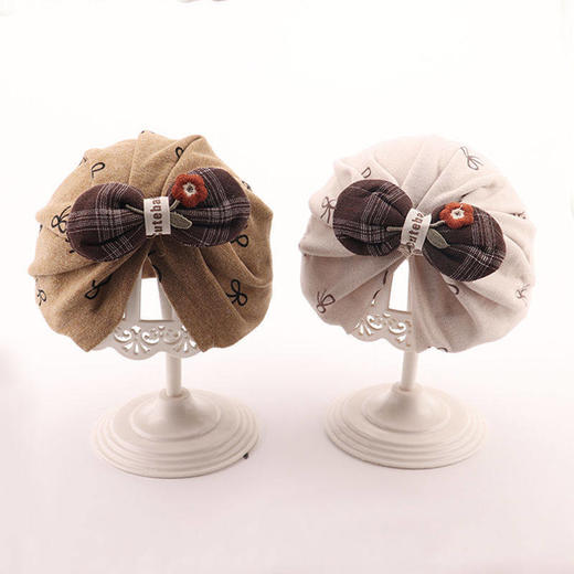 婴儿帽子春秋款小月龄胎帽新生婴幼儿头巾帽纯棉女宝宝护耳印度帽 商品图4