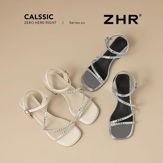 ZHR则则仙女水钻粗跟夏季凉鞋女2025年新款爆款高级鞋超软宽脚鞋 商品图7