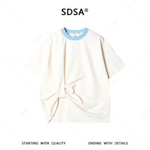 26T168SDSA男装2026新款高贵轻奢小众设计撞色侧边扭结设计圆领短袖T恤 商品图5