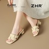 ZHR则则粗跟一字拖鞋女2025新款夏季外穿方头配裙子法式时尚拖鞋 商品缩略图9