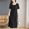 短袖连衣裙女夏季2026新款黑色裙子宽松大码女装洋气显瘦胖mm长裙 商品缩略图3