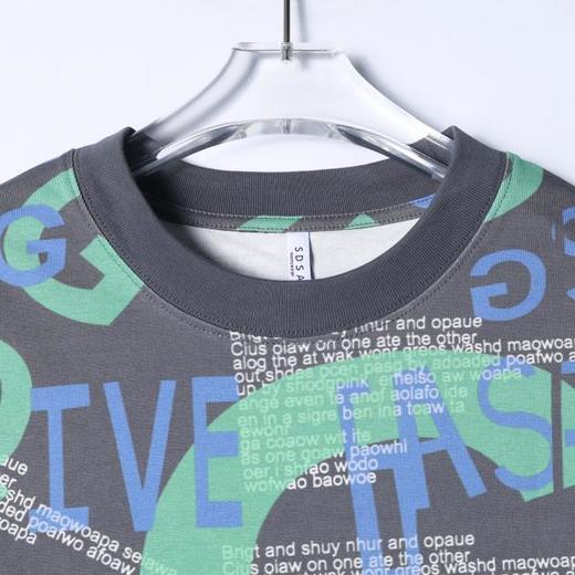 26T210SDSA男装2026新款高贵轻奢美式时尚满印字母设计圆领短袖T恤百搭 商品图3