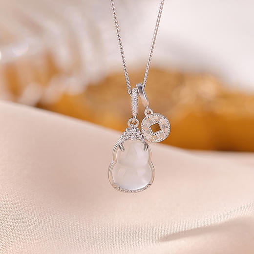 【清禄】S925纯银镀金玉髓葫芦吊坠套链【CW-XL00531】 商品图1