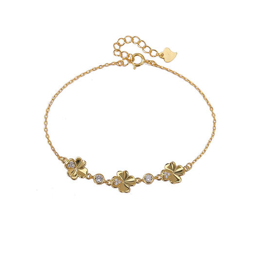 【四叶安暖】S925纯银镀金四叶草手链【CW-SL11981】 商品图4