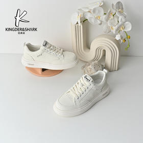 经典鲨2026年春季专柜新品男士系带平底跑步休闲小白鞋KW362-613021