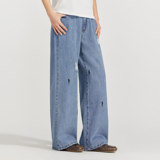 笛莎Deesha 2026年夏季新款青少年冰肤棉彩泼墨阔腿裤裤子 商品图3