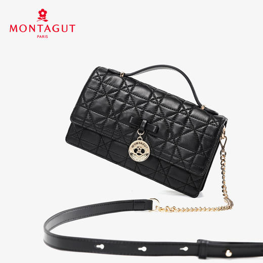 梦特娇女士时尚休闲菱格包真皮斜挎包矜贵羊皮手提包可爱风单肩包 商品图5