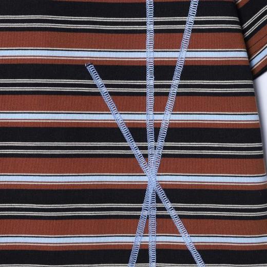 26T195SDSA男装2026新款高贵美式复古撞色条纹圆领短袖T恤缝线设计百搭 商品图2