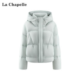 天猫同步【90白鸭绒！】拉夏贝尔/La Chapelle连帽调节绳按扣拉链羽绒服女蓬松保暖加厚外套冬季新款