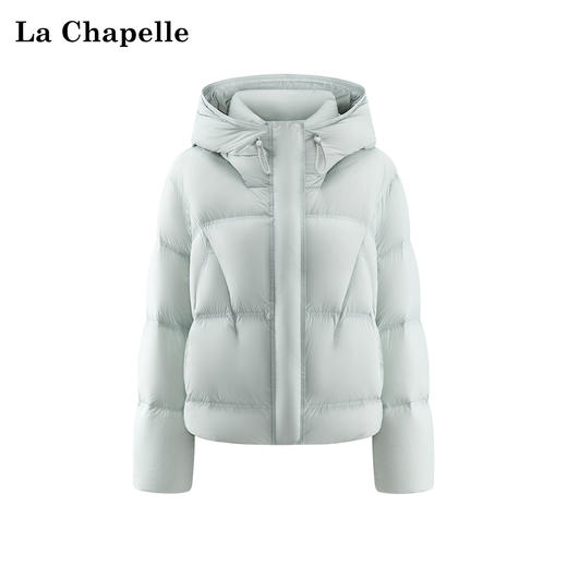 天猫同步【90白鸭绒！】拉夏贝尔/La Chapelle连帽调节绳按扣拉链羽绒服女蓬松保暖加厚外套冬季新款 商品图0