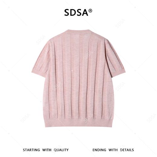 99012SDSA男装2026新款高贵轻奢韩系竖条纹亨利领针织短袖T恤百搭透气 商品图4