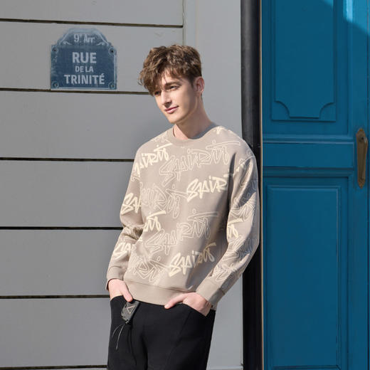 半身缘男装 春季休闲舒适宽松廓形涂鸦印花卫衣261212P04510209 商品图2