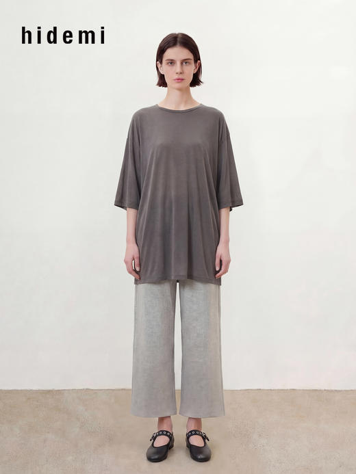 hidemi副线小h 简约休闲九分毛边阔腿裤休闲裤长裤 商品图3