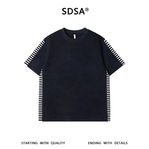 SDSA男装2026新款高贵轻奢美式复古侧边拼接圆领短袖T恤百搭时尚 商品图0