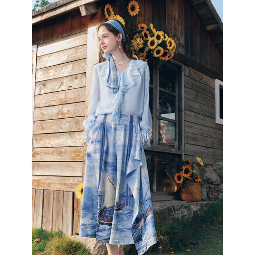 两三事梵高文艺 四月物语 2026春季新款可拆搭片印花裙裤休闲裤女 商品图2