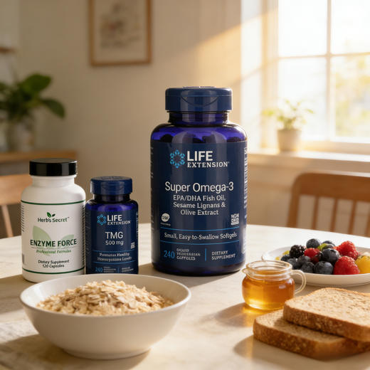 心血脑活力营养套装｜Herb'’s secret 消化酶120粒+Life Extension TMG甜菜碱60粒+Life Extension 鱼油 240粒 商品图4