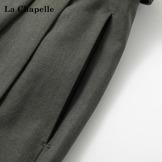 天猫同步【莱赛尔+棉】拉夏贝尔/La Chapelle一粒扣休闲裤女高腰腰带时尚宽松垂感直筒长裤 商品图2