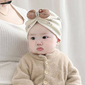 婴儿帽子春秋款小月龄胎帽新生婴幼儿头巾帽纯棉女宝宝护耳印度帽