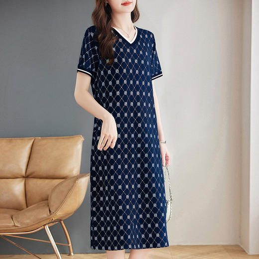 直筒短袖连衣裙女夏季2026新款上衣大码女装宽松纯棉t恤女士裙子 商品图1