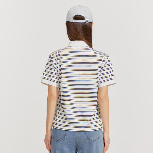 笛莎Deesha 2026年夏季新款青少年条纹刺绣经典翻领POLO T恤 商品图4