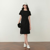 【严选】诗凡黎小黑裙短袖圆领针织连衣裙2026夏新款侧边抽绳收腰显瘦裙子7H3390231 商品缩略图1