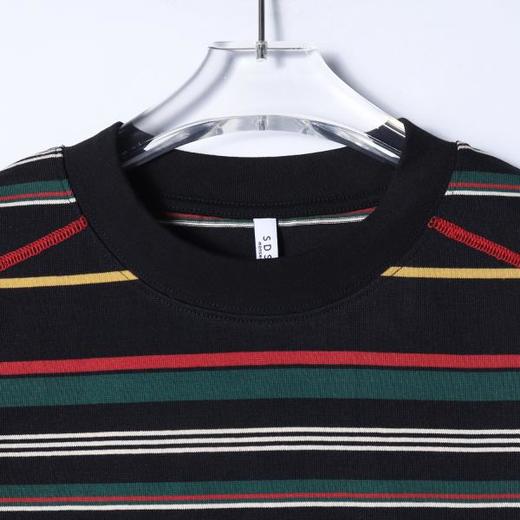 SDSA男装2026新款高贵轻奢复古撞色条纹设计短袖T恤缝线时尚百搭 商品图1