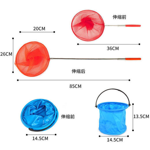 【曼龙严选】可伸缩捞鱼网+可折叠桶18.8元到手3套💰福利秒❗️儿童小抄网户外亲子捞鱼网 不锈钢可伸缩钓鱼彩色 儿童迷你捕虫网 单个渔网 商品图6