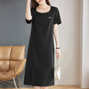 短袖连衣裙女夏季2026新款黑色裙子宽松大码女装洋气显瘦胖mm长裙 商品缩略图4
