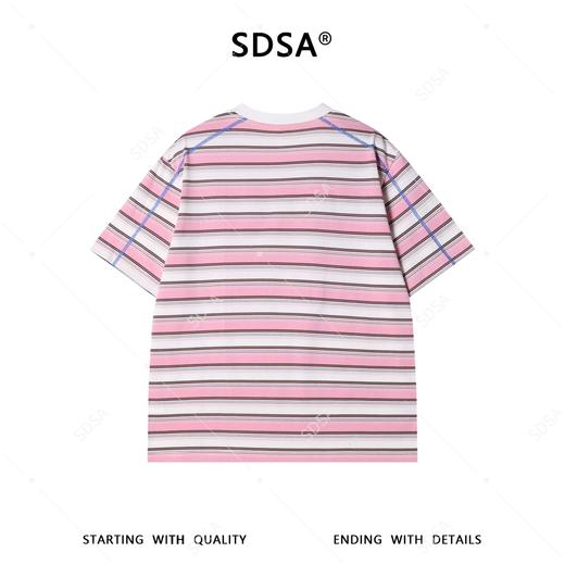 26T162SDSA男装2026新款高贵轻奢潮牌撞色条纹短袖T恤明线设计圆领上衣 商品图4