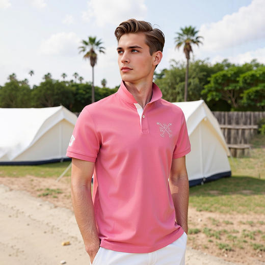 夏季新款男士短袖纯色翻领T恤polo衫纯棉上衣   XLM-CM8687147 商品图3