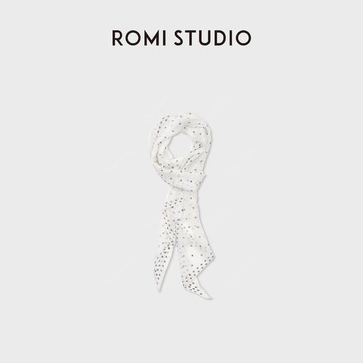 ROMI STUDIO“法式赫本”100%桑蚕丝黑白波点披肩丝巾 RWDSP02638 商品图2