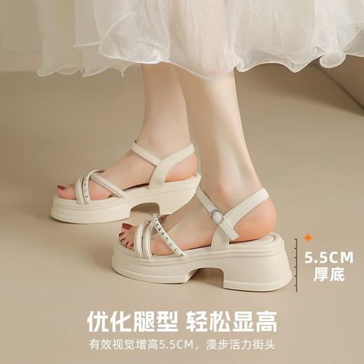 ZHR则则优雅舒适厚底凉鞋女鞋2025夏季新款时髦铆钉百搭增高凉鞋 商品图2