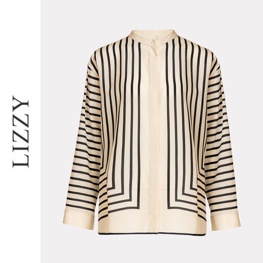 LIZZY 早秋 复古优雅条纹重磅桑蚕丝长袖宽松廓版型百搭气质衬衣7830 商品图4