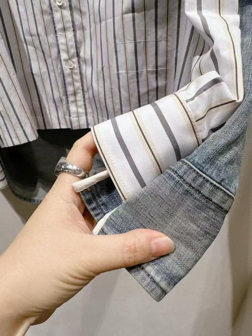 男款拼接条纹牛仔外套ba019 商品图2