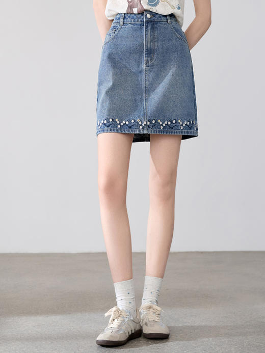 【百图lulu定制】【雏菊牛仔半裙】 设计感小花刺绣牛仔裙女短裙 商品图2