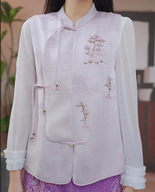 司歌醋酸国风马甲提花盯珠重工艺外套B93G5225 商品图1