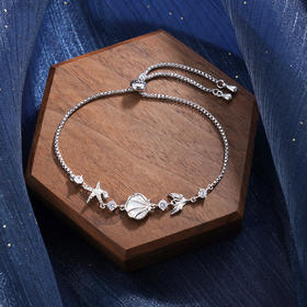 子佩集【星海拾贝】S925银手链【SL070464】时尚贝壳海星白贝母2509