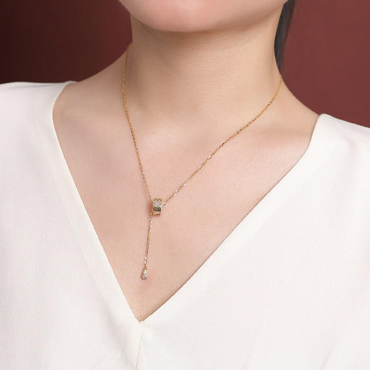 【招财福禄】S925纯银镀金白玉髓铜钱葫芦套链【CW-XL00584】 商品图3